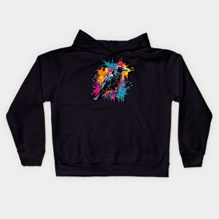 black scary crow Kids Hoodie